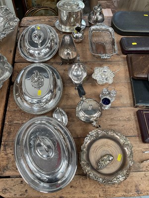 Lot 43 - Group of Old Sheffield Plate and similar, including tureens, sauce boats, a pig vesta, etc