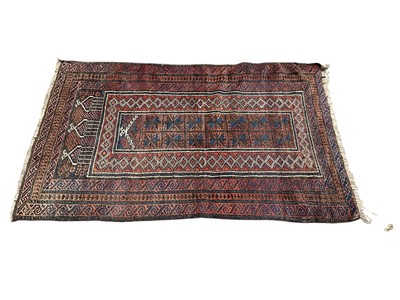 Lot 1336 - Eastern red and blue rug, 150cm x 97cm