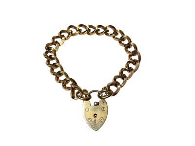 Lot 89 - 1970s 9ct gold curb link bracelet with padlock clasp