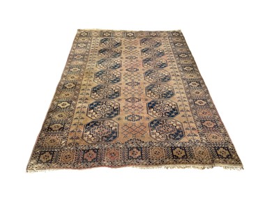 Lot 1338 - Eastern rug with 14 medallions on green and blue ground, 250cm x 162cm, together with another eastern rug on red ground, 178cm x 120cm (2)
