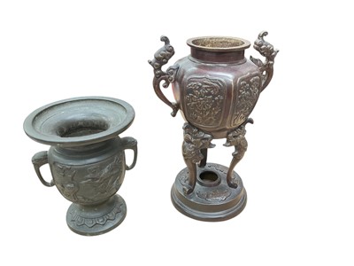 Lot 498 - Two Japanese bronze vases (2).