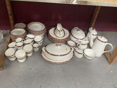Lot 749 - Royal Crown Derby Cloisonné white and red tableware service