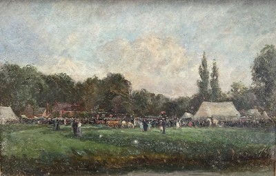 Lot 161 - English School, late 19th century, oil on panel, agricultural fair, dated 8/6/99