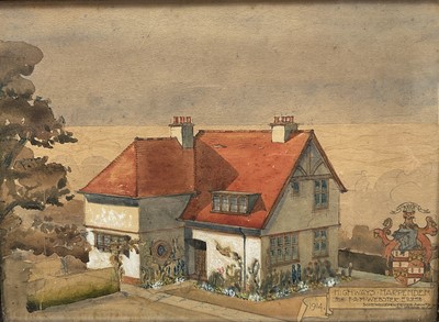 Lot 180 - A modernist architectural watercolour of 'Highways, Harpenden', signed and dated 1914