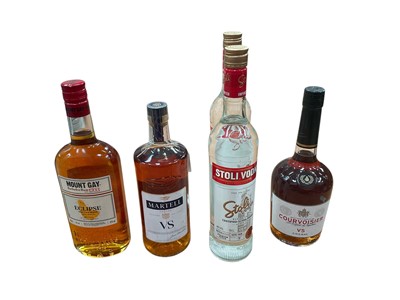 Lot 758 - Group of different spirits, containing Vodka, Cognac and Rum