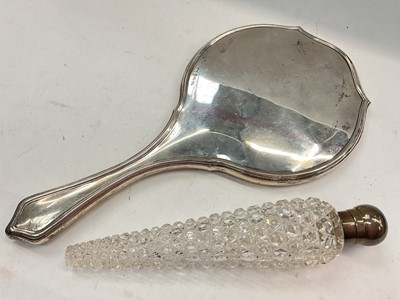 Lot 1104 - Victorian cut glass scent glass with silver mounts by S. Mordan & Co, together with a silver hand mirror (2)