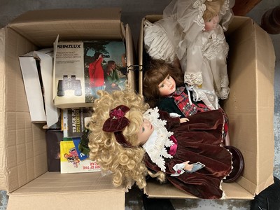 Lot 64 - Group of collector's dolls, and a box of ephemera and sundries