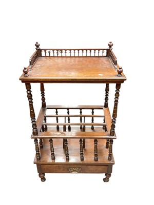 Lot 1366 - Late Victorian inlaid mahogany Canterbury whatnot with drawer below, 56cm wide, 40cm deep, 97cm high