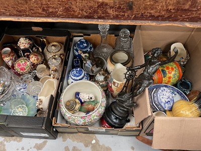 Lot 69 - Group of china and glassware, including a Chinese blue and white ginger jar, Doulton Burslem seaweed pattern tea set, etc, together with a French spelter figure