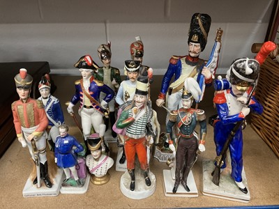Lot 281 - Collection of twelve continental porcelain military figures