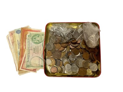 Lot 444 - World - Mixed coinage & banknotes to include a small quantity of South Africa silver coins (Qty)