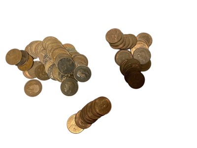 Lot 446 - G.B. - Mixed bronze One Penny coins to include George VI 1938 uncirculated issues & others (Qty)