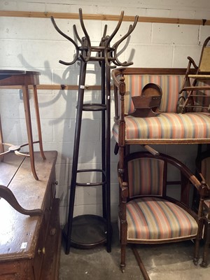 Lot 1411 - Bentwood coat and hat stand, 192cm high and a small drop flap table (2)