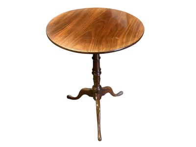 Lot 1415 - Nineteenth century mahogany tilt top wine table on pedestal base, 52cm diameter, 69cm high