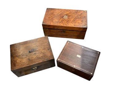 Lot 101 - 19th century walnut writing slope with two other antique boxes (3)
