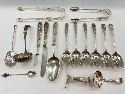 Lot 1129 - Group of Georgian and later silver flatware