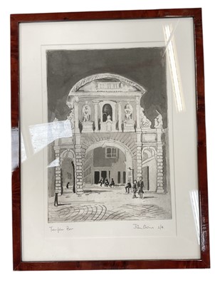 Lot 987 - John Owens- contemporary etching of Temple bar, no. 2 of 4, in glazed frame.