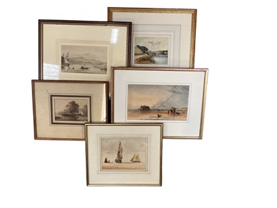 Lot 558 - Group of five 19th century watercolours of marine scenes including of Basildon Ferry (5)