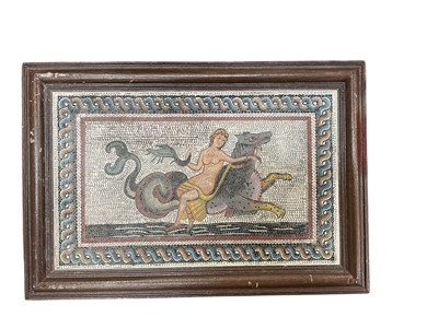 Lot 560 - Contemporary mosaic panel, mounted in wooden frame, the panel 36.5 x 22.5cm.