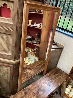 Lot 1432 - Pine framed mirror, 72cm x 172cm
