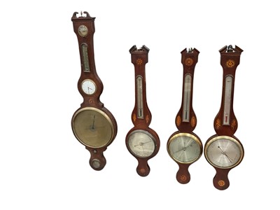 Lot 820 - Group of 19th century inlaid banjo barometers
