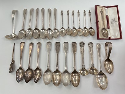 Lot 1142 - Collection of Georgian and later various silver and white metal teaspoons