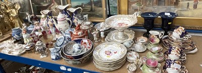 Lot 285 - Large collection of antique ceramics and glass to include 18th century pearlware coffee pot, English and oriental ceramics