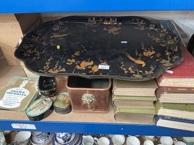 Lot 287 - Victorian papier mâché tray, books and sundries