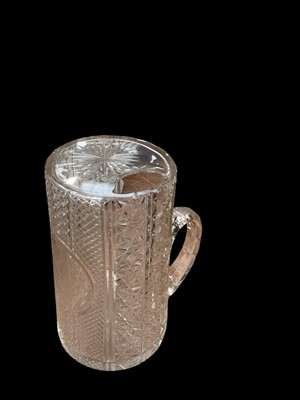 Lot 562 - Unusual Victorian Cut Glass Invalids Tankard / Drinking Cup with engraved initials to the Cartouche, 15cm in height.