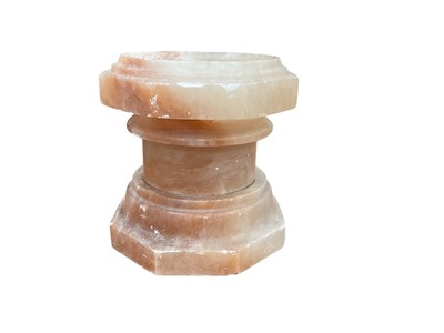 Lot 563 - Victorian alabaster travelling font of octagonal form, 14cm in overall height.