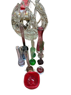 Lot 565 - Group of decorative art glass items to include coloured glass vases, bowl and other items.