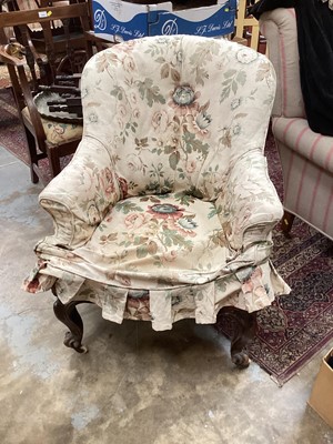 Lot 1449 - Victorian mahogany framed spoon back chair with loose floral cover