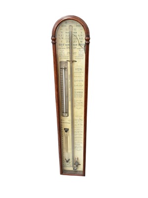 Lot 114 - Unusual Thompson & Co's Improved London barometer with paper backing, in glazed oak case, 92cm high