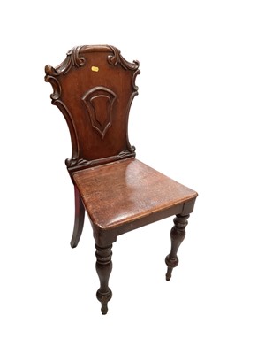 Lot 1459 - Victorian mahogany hall chair with shield shape back