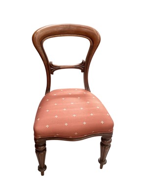 Lot 1277 - Victorian mahogany balloon back dining chair with upholstered seat on reeded turned front legs