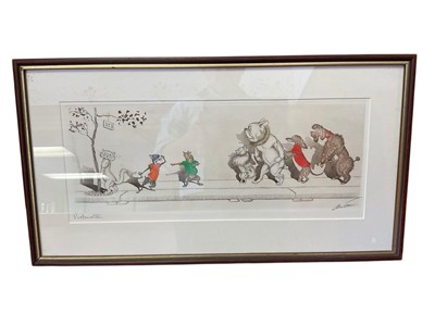 Lot 676 - Boris O'Klein, etching, dogs behaving badly, signed