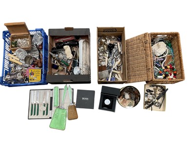 Lot 827 - Group of jewellery, watches and bijouterie, and various sundries including coins, silver plate, etc