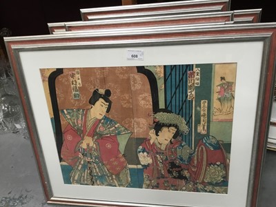 Lot 608 - Collection of eleven 19th century and later Japanese prints, framed and glazed