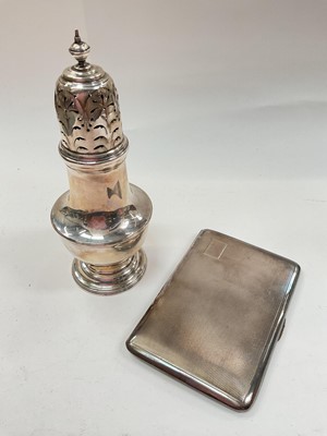 Lot 1152 - Victorian silver sugar castor (Sheffield 1890) and a 1940s silver cigarette case (2)