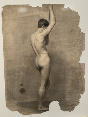 Lot 140 - Manner of Alfred Priest (1874-1929) nude study, 76cm x 56cm, in glaze frame.