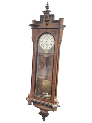 Lot 862 - Victorian walnut regulator wall clock with enamel dial