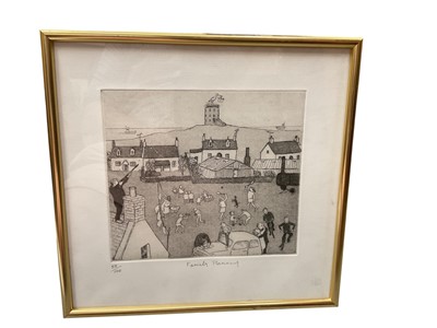 Lot 780 - 20th century limited edition lithograph 'Family Planning' No. 55 of 100 in glazed frame.