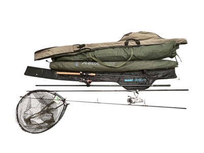 Lot 869 - Group of fishing rods, nets, space maker multi 60 and others