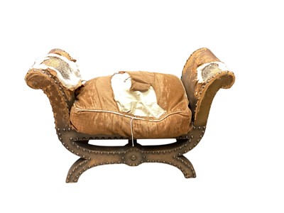 Lot 1476 - Leather studded antique stool