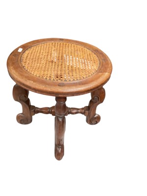 Lot 1478 - Cane stool with bergere top dated 1660 to underside.