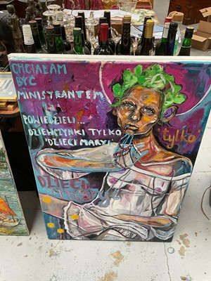 Lot 648 - Abstract picture signed Alice Duba and another abstract picture (2).