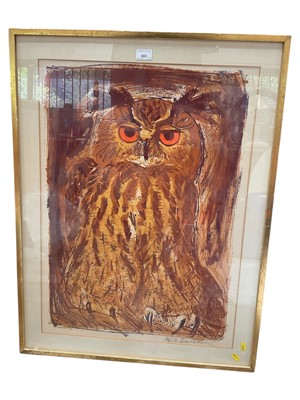 Lot 883 - David Koehler limited edition print, "Owl"; signed in pencil, framed and glazed