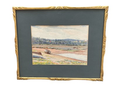 Lot 884 - Gerald Leigh-Hunt (1873-1945) watercolour - Near Budleigh Salterton, signed, Label verso for Royal Institute of Oainters in Water Colours, 26 x 35cm, gilt frame