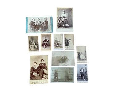 Lot 1190 - Selection of cartes de visite and cabinet cards, tennis, winter sport, boxing and other photographs.