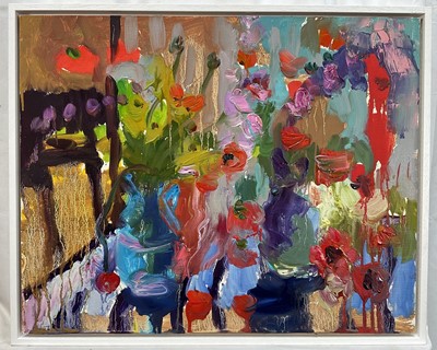 Lot 171 - Annelise Firth (b. 1961) oil on canvas, Poppies, 2024, signed verso, 40cm x 50cm, framed